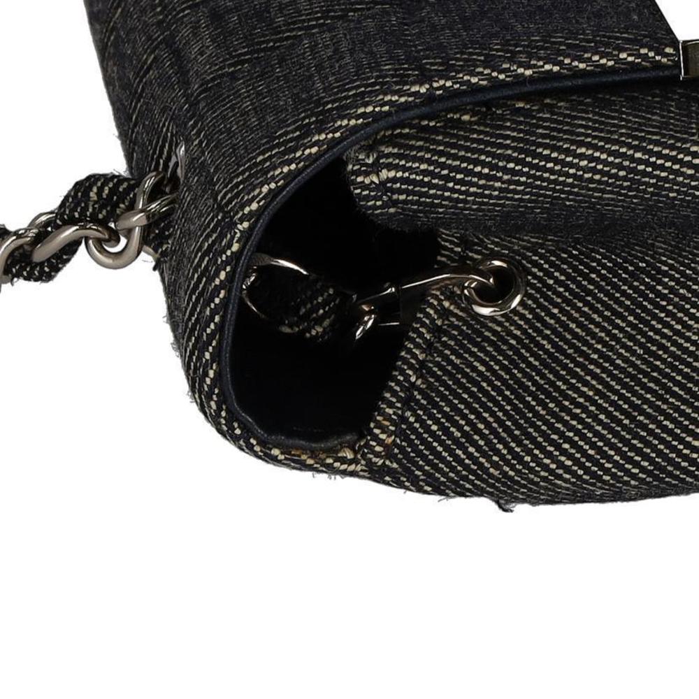 Chanel Chocolate Leather Bag Black Shoulder Denim Bar Chain - Picture 9 of 9